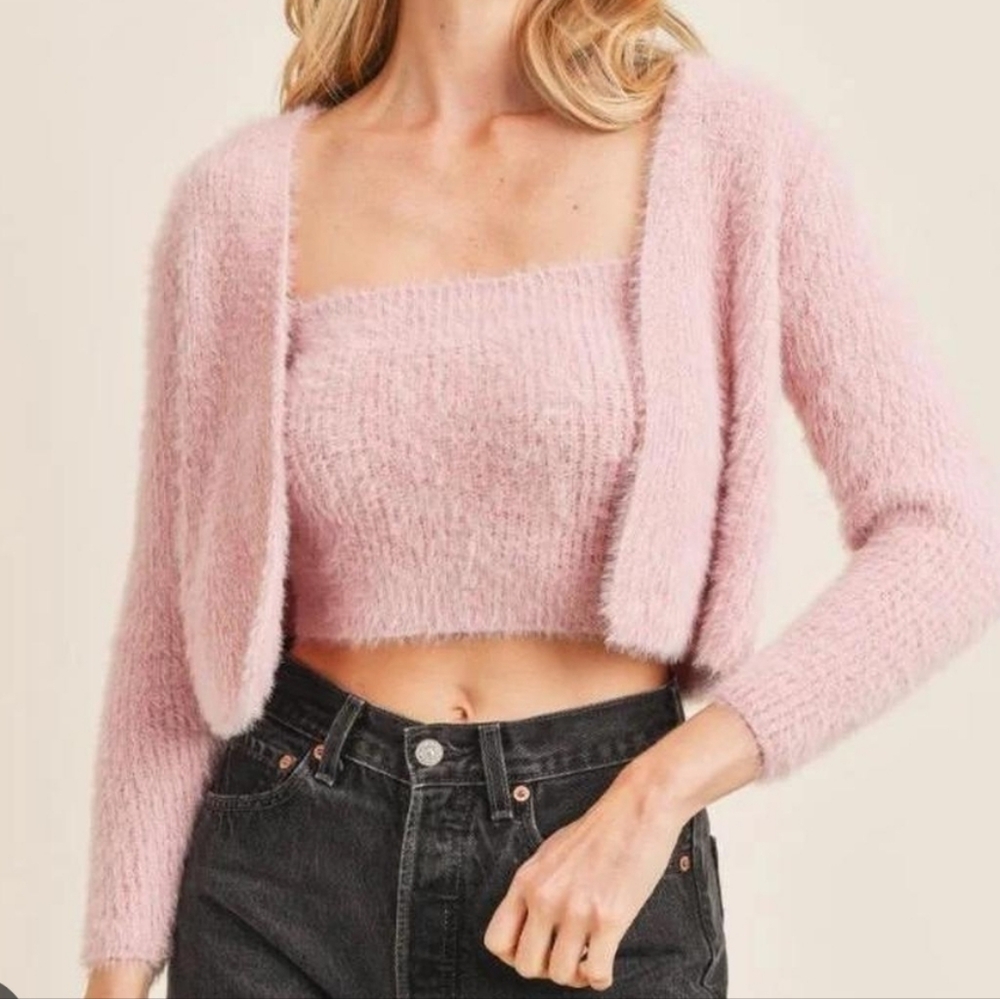 Fashion Nova Blush Fuzzy Knit Sweater